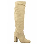 Kozaki damskie - Beżowe zamszowe kozaki CARINII - Carinii - miniaturka - grafika 1