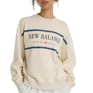 Bluzy sportowe damskie - Bluza New Balance WT51923LIN - beżowa - miniaturka - grafika 1