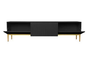 Szafka RTV Nicole 200 cm - czarny mat / złote nóżki - Szafki RTV - miniaturka - grafika 5