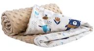 Koce i narzuty dla dzieci - Medi Partners, Kocyk Minky dwustronny, bawełniany, Boho animals z beżowym Minky, 75x100 cm - miniaturka - grafika 1