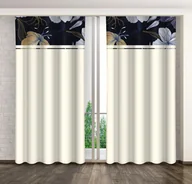 Zasłony - Zasłona gotowa na żabki, 160x250, ecru w kwiaty, ZMK-109 - miniaturka - grafika 1