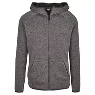 Kurtki męskie - Urban Classics Męska kurtka z kapturem Knit Fleece Zip Hoody bluza z kapturem, szary (Charcoal 0091), M - miniaturka - grafika 1