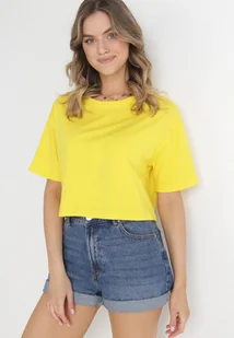 Żółty Krótki T-shirt Oversize Lilu - Koszulki i topy damskie - miniaturka - grafika 1
