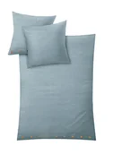 Pościel - Kleine Wolke Leinna Nowoczesna, pościel lniana premium  len/bawełna 1-155x200 cm/1-80x80 cm niebieski - miniaturka - grafika 1