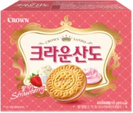 Kuchnie świata - Ciasteczka Crown Sando z kremem truskawkowym 161g - Crown - miniaturka - grafika 1