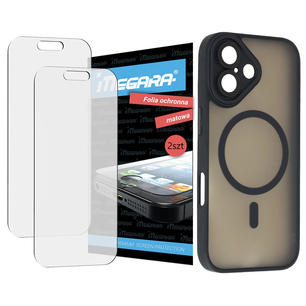 2x Folia ochronna do iPhone 17 MATOWA + MagSafe ETUI czarne TPU