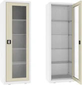 Meble i wyposażenie gabinetów medycznych - NSML.101.9010.7032 szafa lekarska 1-skrzydłowa 1-komorowa biało-szara - miniaturka - grafika 1