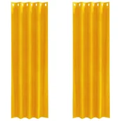 Zasłony - Zasłony vidaXL Musztardowe Poliester 140 x 260 cm Dekoracyjne wstawki - miniaturka - grafika 1