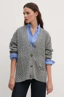 Swetry damskie - Tommy Hilfiger kardigan wełniany kolor szary lekki WW0WW42143 - miniaturka - grafika 1