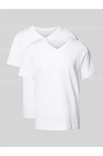 T-shirt z dekoltem w serek w zestawie 2 szt. - Tom Tailor - Koszulki męskie - miniaturka - grafika 1