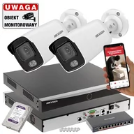 Zestawy do monitoringu - Wideorejestrator 2 kamery IP Hikvision DS-2CD2027G2-L(2.8MM)(C) FullHD ColorVu Acusense IR40 - miniaturka - grafika 1