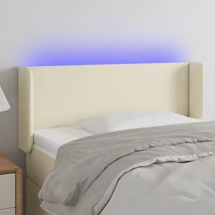 Lumarko Zagłówek do łóżka z LED, kremowy, 103x16x78/88cm sztuczna skóra - Inne meble do sypialni - miniaturka - grafika 1