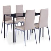 Stoły z krzesłami - vidaXL 5-częściowy zestaw mebli do jadalni, cappuccino - miniaturka - grafika 1
