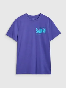 4F T-shirt męski bawełniany 4FRSS24TTSHM2106-51S Fioletowy Roz. XL - Koszulki męskie - miniaturka - grafika 1