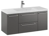 Szafki łazienkowe - Szafka Wisząca Z Umywalką RON 100 cm D - Titan Mat - Uchwyty Chromowane - miniaturka - grafika 1