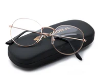 Okulary korekcyjne, oprawki, szkła - Lenonki zerówki złote okulary damskie i męskie 3148 - miniaturka - grafika 1