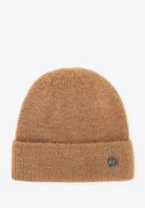 Czapki damskie - Damska czapka zimowa z miękkiej dzianiny brązowa - miniaturka - grafika 1