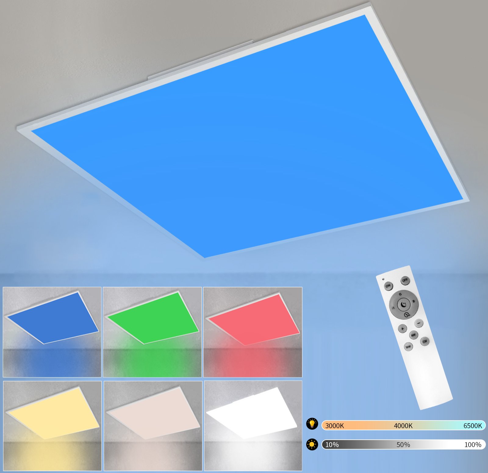 ZMH LED lampa sufitowa biała ściemnialna z pilotem RGB zmiana koloru lampa sufitowa oświetlenie sufitowe do salonu sypialnia kuchnia pokój dziecięcy