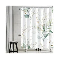 Zasłony prysznicowe - Zasłona prysznicowa Eucalyptus, zielone liście, tkanina poliestrowa, antypleśniowa, 180 x 180 cm - miniaturka - grafika 1