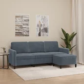 Sofy i kanapy - 3-osobowa sofa z podnóżkiem, ciemnoszary, 180 cm, aksamit - miniaturka - grafika 1