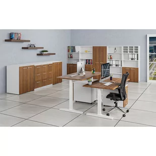 Kontener biurowy mobilny na teczki zawieszkowe PRIMO WHITE, 3 szuflady, biały/orzech - Szafki biurowe - miniaturka - grafika 3