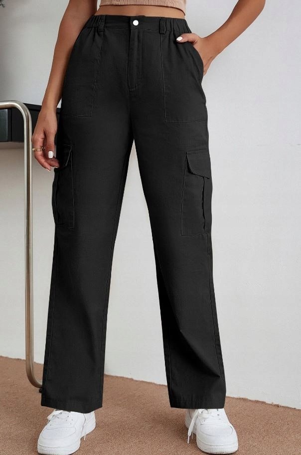 SHEIN SPODNIE DAMSKIE CZARNE PROSTE CASUAL 38 VXT