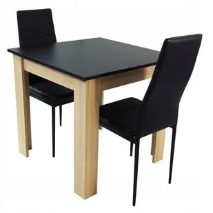 Zestaw stół Modern 80x80 2 czarne krzesła Nicea - Stoły z krzesłami - miniaturka - grafika 1