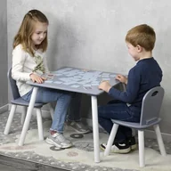 Stoliki dla dzieci - Kesper | stolik dziecięcy z 2 krzesłami, materiał: płyta pilśniowa, wymiary: 55 x 55 x 45 cm, kolor: biały, szary | 17732 13 - miniaturka - grafika 1