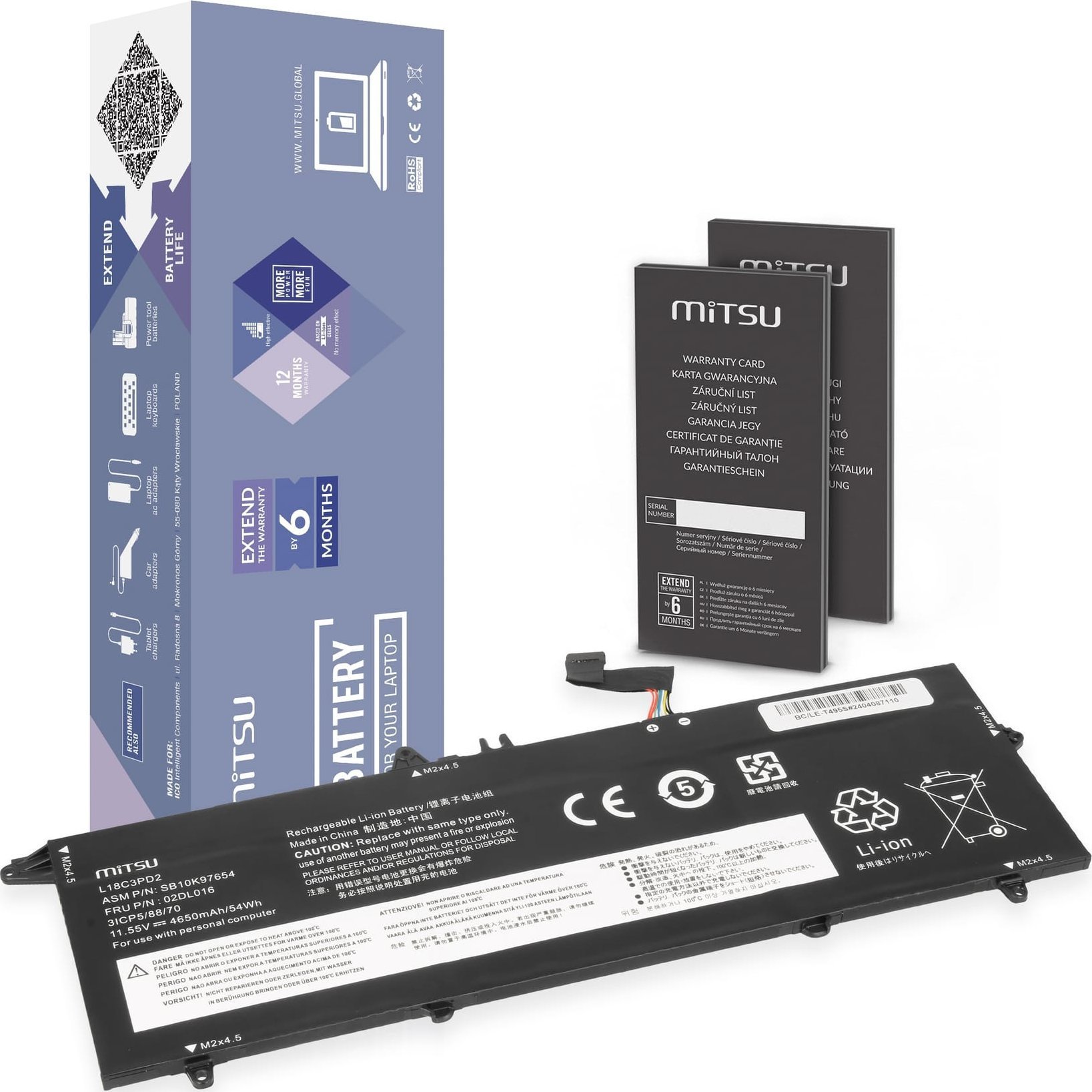 Bateria Mitsu Bateria Mitsu do Lenovo ThinkPad T490s, T495s, T14s