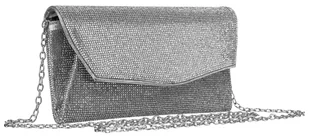 Damska torebka kopertówka Peterson z cyrkoniami błyszcząca listonoszka z łańcuszkiem, srebrny - Torebki damskie - miniaturka - grafika 1