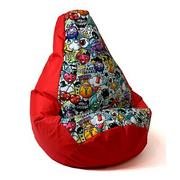 Fotele i pufy dla dzieci - Pufa worek GO GIFT Grusza Graffiti Czerwony XL 130 x 90 cm | Bezpłatny transport - miniaturka - grafika 1
