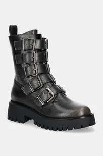 Steve Madden botki skórzane Director damskie kolor szary na płaskim obcasie SM11003347 - Botki damskie - miniaturka - grafika 1