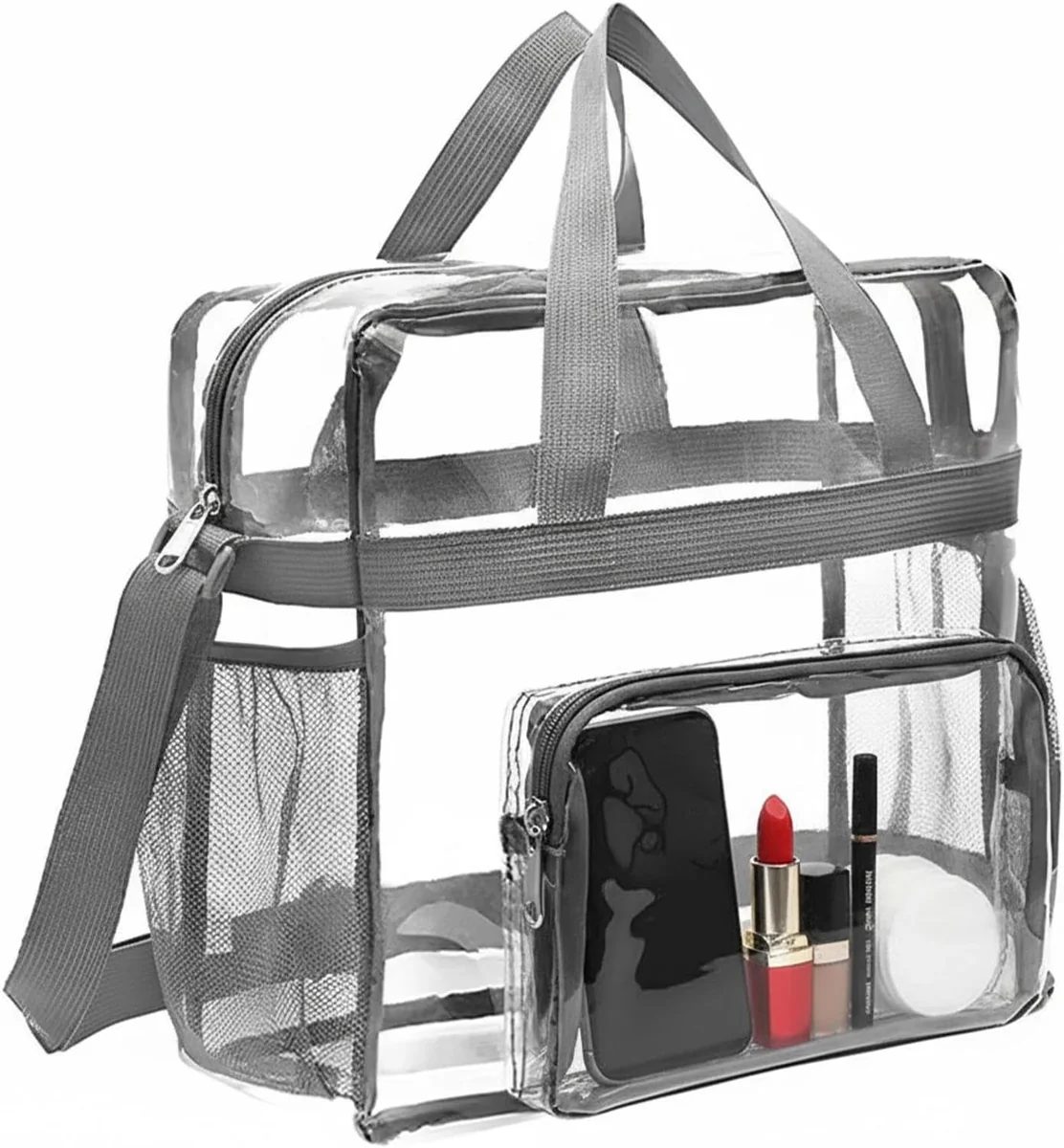 TORBA PRZEZROCZYSTA NA RAMIĘ 30X30X15CM POJEMNA PLAŻOWA KOBIECIA SPORTOWA