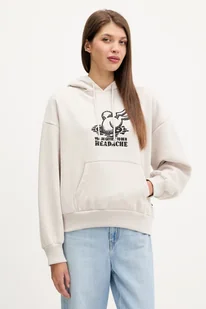 Vans bluza damska kolor beżowy z kapturem z nadrukiem VN000Q37EN91 - Bluzy damskie - miniaturka - grafika 1