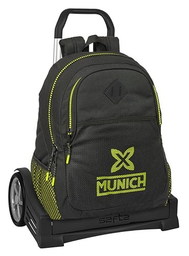 Safta MUNICH BEAT Plecak szkolny, ergonomiczne plecy, z wózkiem Evolution, idealny dla dzieci w różnym wieku, wygodny i wszechstronny, jakość i wytrzymałość, 32 x 16 x 44 cm, czarny, Czarny (Black),
