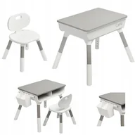 Zestawy mebli dla dzieci - KOMPLET STOLIK Z KRZESEŁKIEM DLA DZIECI | MEBLE DZIECIĘCE | PIERWSZE BIURKO | BIAŁY SZARY | STOLICZEK DLA DZIECI - miniaturka - grafika 1