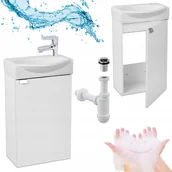 Szafki łazienkowe - Biała Szafka Łazienka Umywalka 40 x33 Kampo + Bateria Sigm Klik Klak Syfon - miniaturka - grafika 1