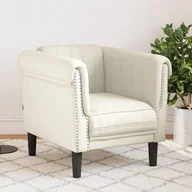 Fotele - vidaXL Fotel, kremowy, tapicerowany aksamitem - miniaturka - grafika 1