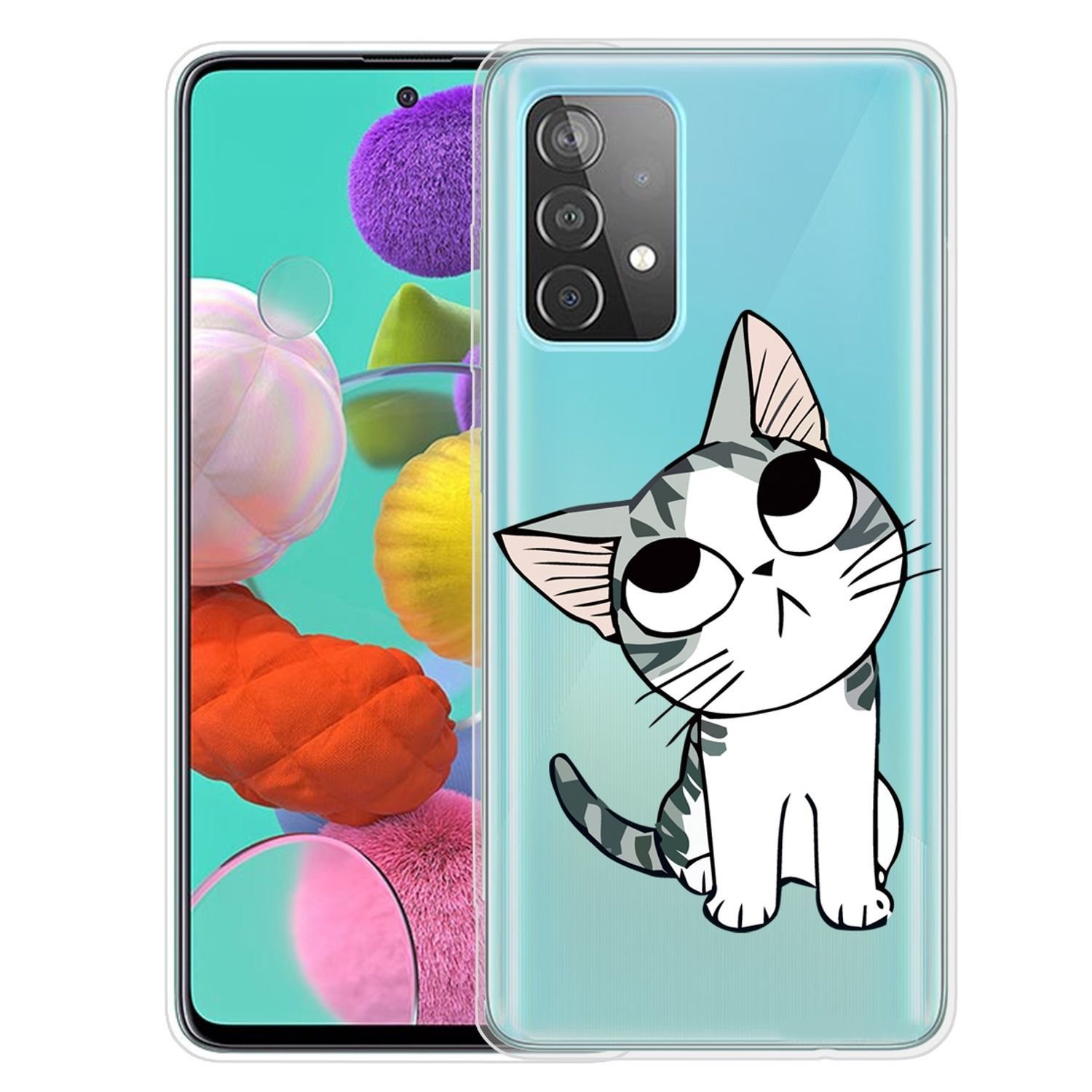 Etui na telefon komórkowy Samsung Cienkie etui ochronne Bumper shell Transparent, Kolor: Kot z przechyloną głową, Wybierz model: Samsung Galaxy A72 5G