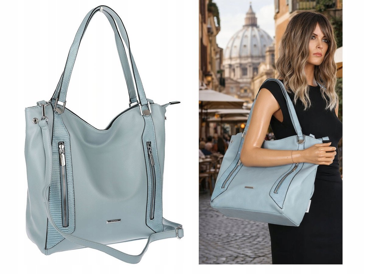 Torebka Damska Listonoszka Worek Shopper Torba na Ramię SR8257 Niebieska