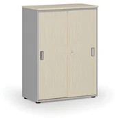 Szafy biurowe - Szafa biurowa z drzwiami przesuwnymi PRIMO GRAY, 1087 x 800 x 420 mm, szary/brzoza - miniaturka - grafika 1