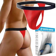 Majtki męskie - Stringi Męskie Odważne Sesto Senso STM01 Skąpe Majtki Bawełna Czerwone - XL - miniaturka - grafika 1