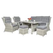 Meble ogrodowe - Meble technorattanowe TRIVENTO 3 DINING + PUFY White Grey - Focus Garden - miniaturka - grafika 1