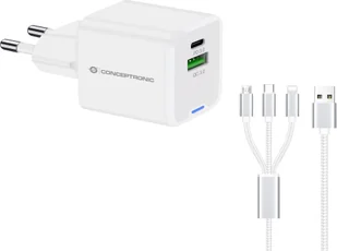 Ładowarka Conceptronic CONCEPTRONIC Ladegerät 2Port 33W,1xUSB-C,1xUSB-A +3-in-1 sw - Ładowarki samochodowe - miniaturka - grafika 1