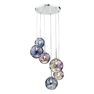 Lampa wisząca Mira 6 Light Cluster Pendant Polished Chrome Iridised Glass - Lampy sufitowe - miniaturka - grafika 1