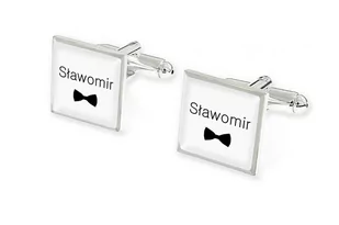 Mankietowe Srebrne Spinki Dla Sławomira - Spinki do mankietów i krawatów - miniaturka - grafika 1