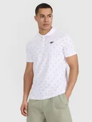 Koszulki męskie - 4F Koszulka polo regular z nadrukiem męska - biała S - miniaturka - grafika 1