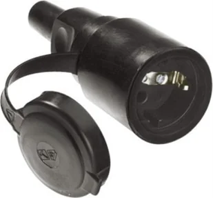 Bachmann Solidna gumowa wtyczka żeńska BACHMANN, czarna, z osłoną IP 44 - Gniazdka elektryczne - miniaturka - grafika 1