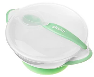 AKUKU A0504 Miseczka na przyssawce white/green - Miseczki i talerzyki dla dzieci - miniaturka - grafika 1