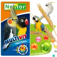 Karma dla ptaków - NESTOR Multivit dla średnich papug 10 ml – odżywka witaminowa wspierająca odporność i witalność - miniaturka - grafika 1
